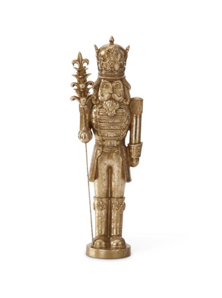 15.5 Inch Gold Nutcracker With Pinecone Staff
