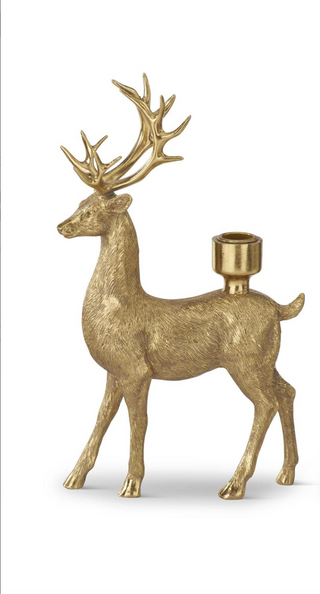 Gold Resin Deer Taper Candleholders