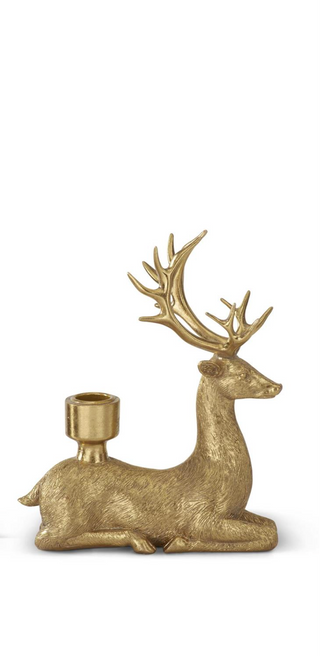 Gold Resin Deer Taper Candleholders