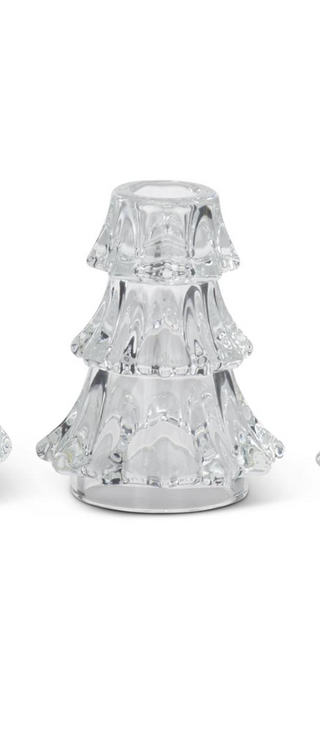 Clear Glass Christmas Tree Taper Candleholders