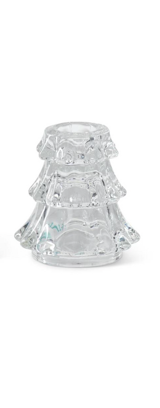 Clear Glass Christmas Tree Taper Candleholders