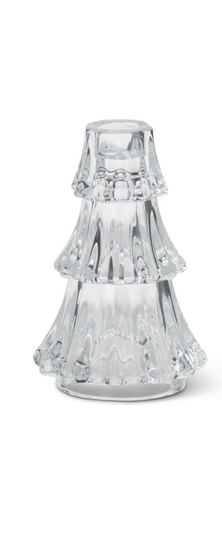 Clear Glass Christmas Tree Taper Candleholders
