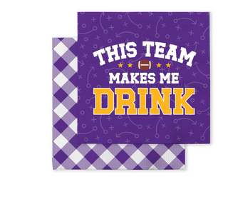 This Team Makes Me Drink Purple + Yellow Cocktail Napkins