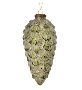 6.5" Beaded Mercury Glass Pine Cone Ornament