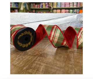 2.5" JME Holiday Plaid Dupion Red Tafetta Fused