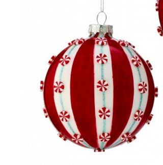 Glass Mini Peppermint Ball & Finial Ornament