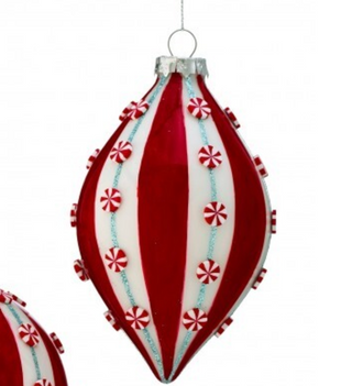 Glass Mini Peppermint Ball & Finial Ornament