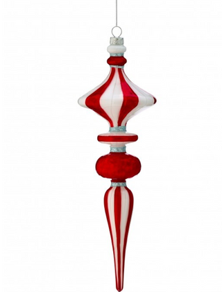 12" Glass Peppermint Finial Ornament