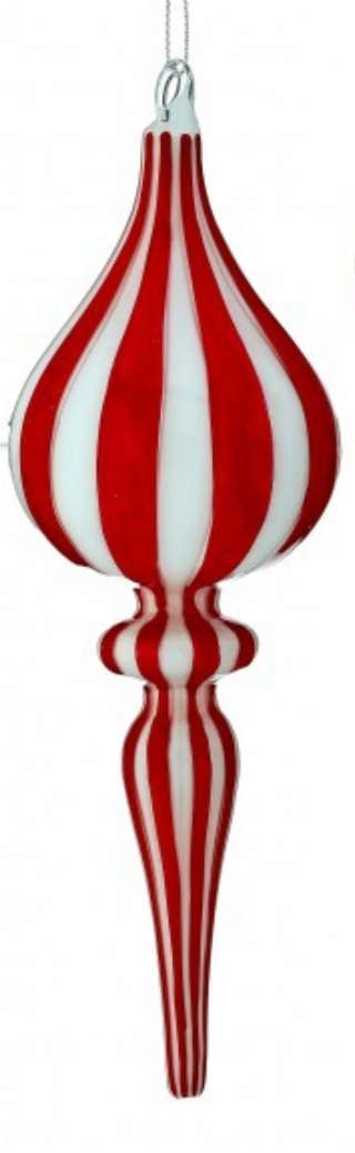 Glass Peppermint Finial Ornament