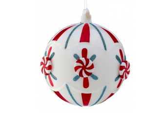 6.5" Glass Peppermint Ball Ornament