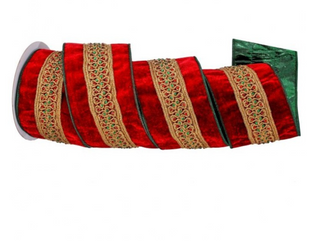 4" Jeweled Center Scroll Velvet Ribbon