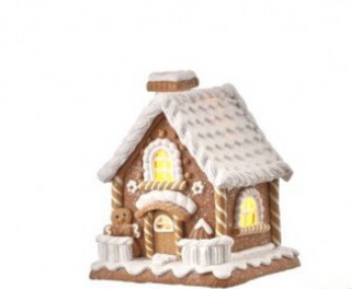 6" LED Battery Powered Clay Gingerbread House