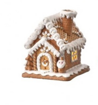 6" LED Battery Powered Clay Gingerbread House