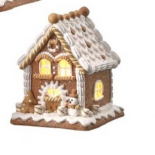 6" LED Battery Powered Clay Gingerbread House