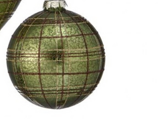 Glass Plaid Glitter Ball & Finial Ornament