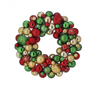 16" Mixed Ball & Onion Plaid Ornament Wreath