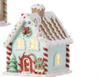 5" LED Battery Powered Pastel Gingerbread House