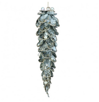 10" Antique Blue Jewel Petal Icicle Ornament