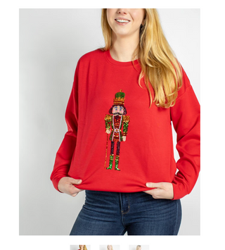 Merry Nutcracker Sequin Sweatshirt