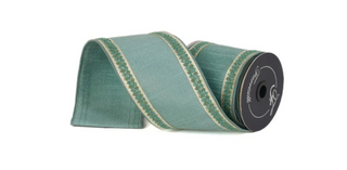 4" Celadon Vintage Scroll Ribbon