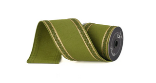 4" Olive Vintage Scroll Ribbon