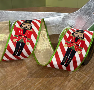 4" Nutcracker Print Metallic Wired Ribbon