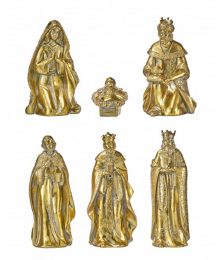 2.5-9.5" Resin Gilded Nativity Set