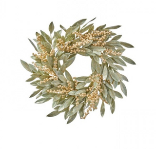 24" Gold Berry Bay Leaf Wreath