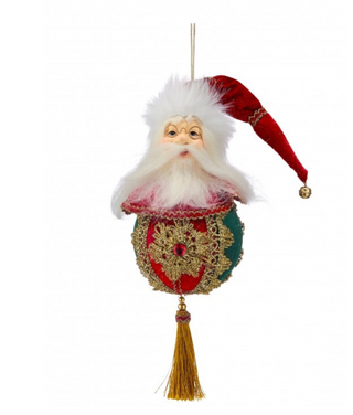 15" Resin Santa Head Fabric Ball Ornament