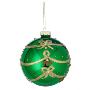 4" Glass Bow Tie Ball Ornament