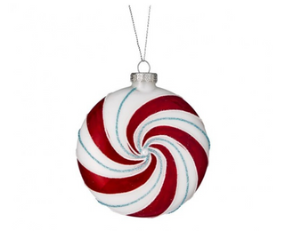 4" Glass Peppermint Disk Ornament