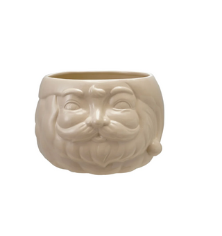 Stoneware Santa Head Shaped Bottle Cooler/Container, White