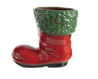 Hand-Painted Ceramic Santa Boot