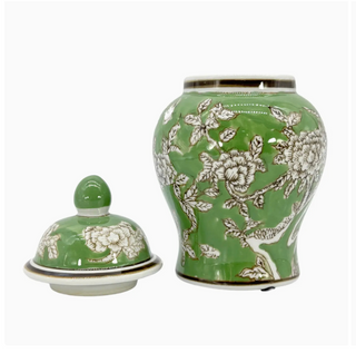 Small Chinoiserie Ceramic Decorative Tea & Ginger Jar 8"