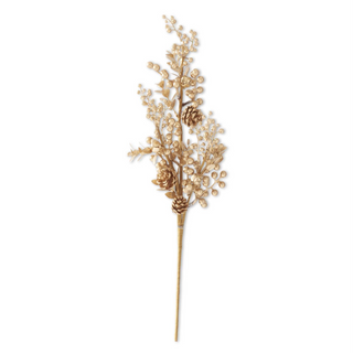 22 Inch Gold Berry Bell & Pinecone Stem