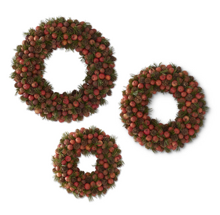 Orange Pods Pinecones & Pine Wreaths