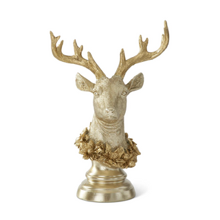 Gold Deer Bust on Pedestal Base