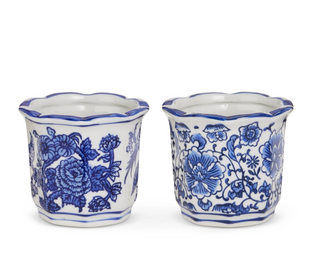 4" Mini Blue and White Pots