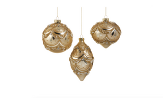 4" Gold Pearl Trimmed Ornament