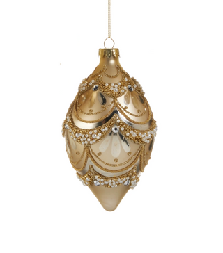 4" Gold Pearl Trimmed Ornament