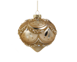 4" Gold Pearl Trimmed Ornament