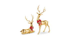 33.5" Gold Deer with Ornament Wreath