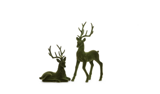 15" Green Flocked Deer