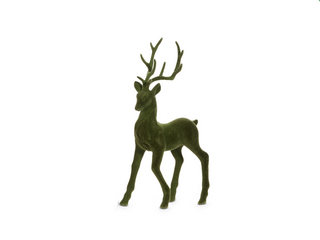 15" Green Flocked Deer