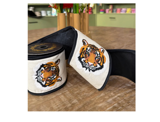 4" JME Embroidered Tiger Canvas Fused Dupion