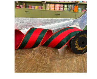 4" JME Red & Green Wired Ribbon