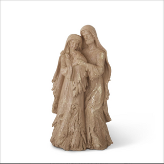 12 Inch Resin Woodgrain & Gold Wash Nativity