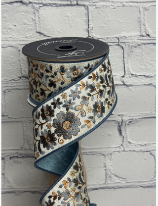 2.5" Steel Blue Floret Tapestry