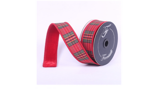 1.5" Plaid Plush Red, Lime, Black