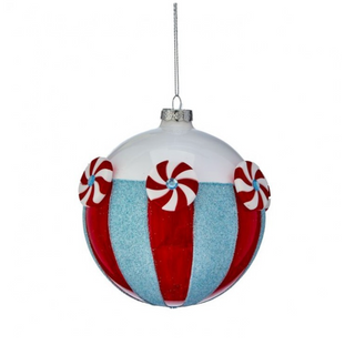 5" Glass Peppermint Stripe Ornament